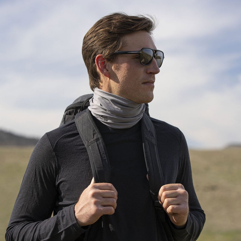 Buff CoolNet UV Neck Gaiter â€“ Solid Colors, UPF 50 Sun Protection, Breathable Cooling Face Mask & Headwear, 12+ Ways to Wear, Quick Dry, HeiQ Fresh Tech, Recycled Polyester, Sedona Grey, Adult Size - Image 4